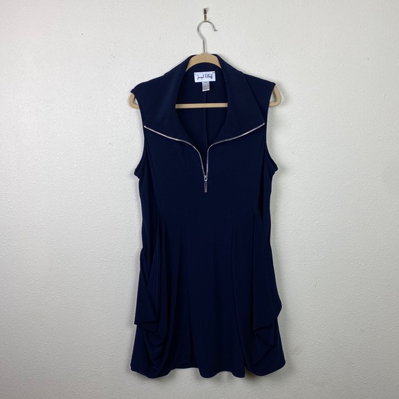 Joseph Ribkoff | Navy Collared Tunic Top  16 - Picture 3 of 10